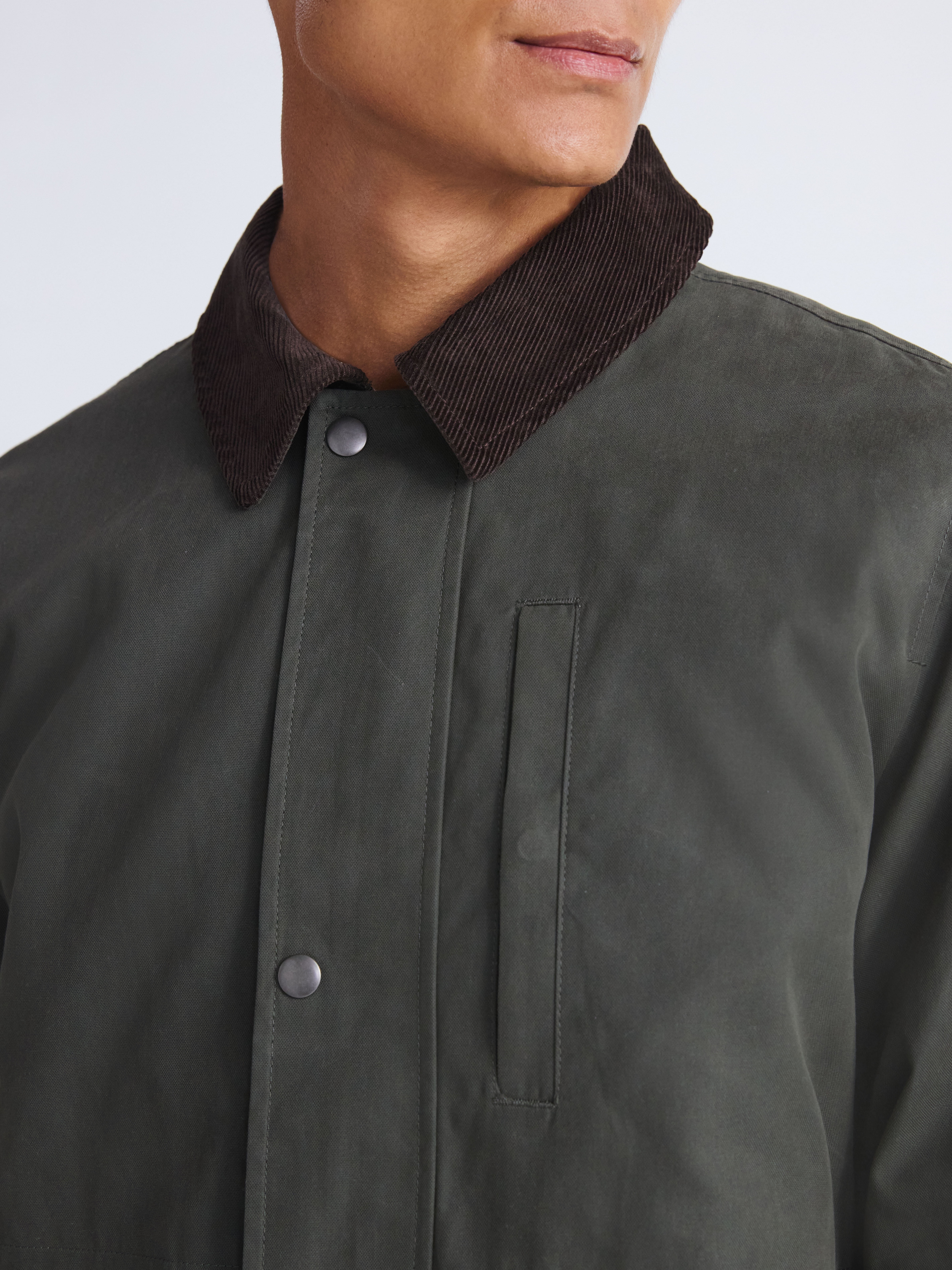 Free Assembly Men's Canvas Barn Jacket with Corduroy Collar, Sizes