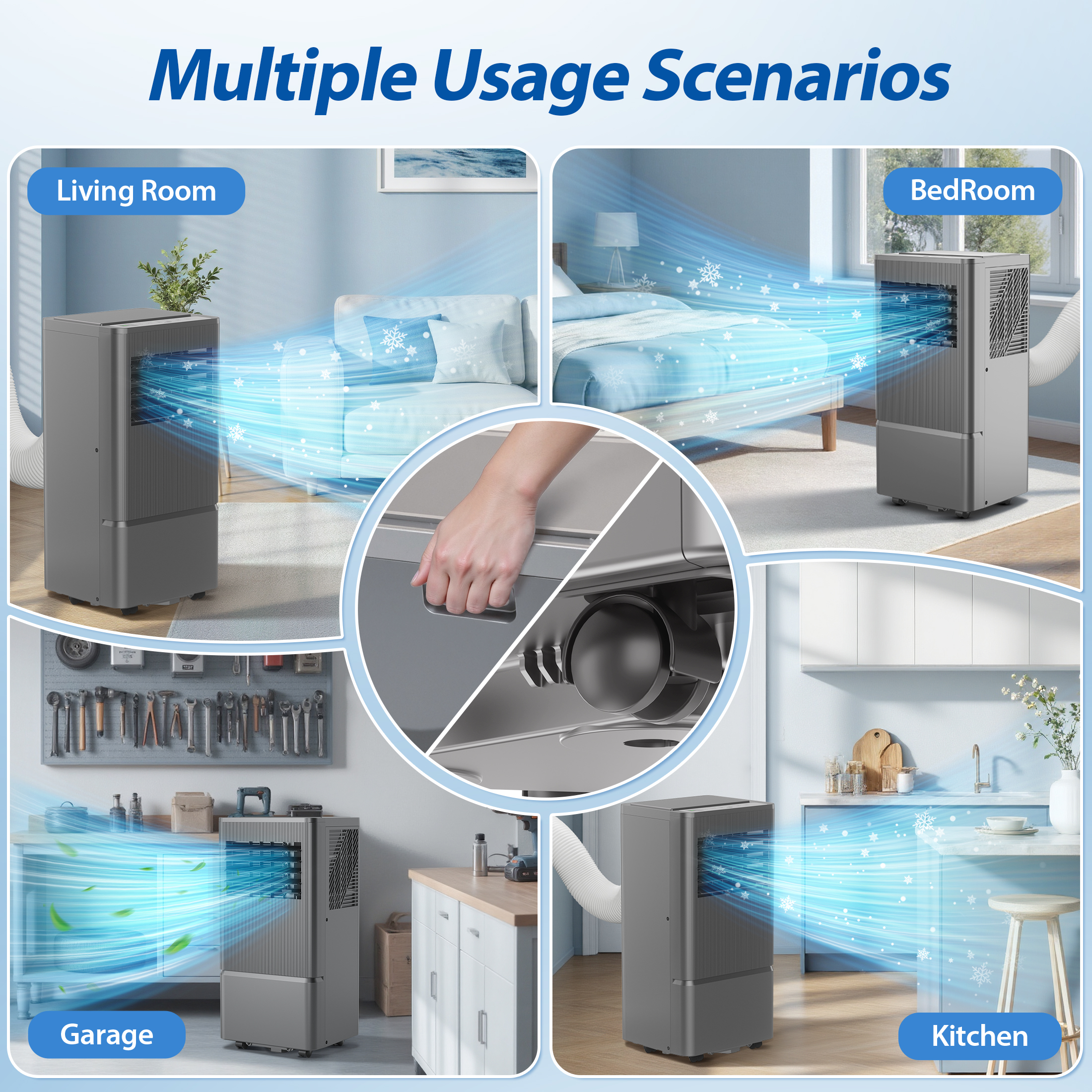 Portable Air Conditioner 10,000 BTU (ASHRAE) for Room Up to 450 Sq.Ft - 3-in-1 AC, Dehumidifier & Fan - Remote, 24H Timer, Window Kit - Home & Office