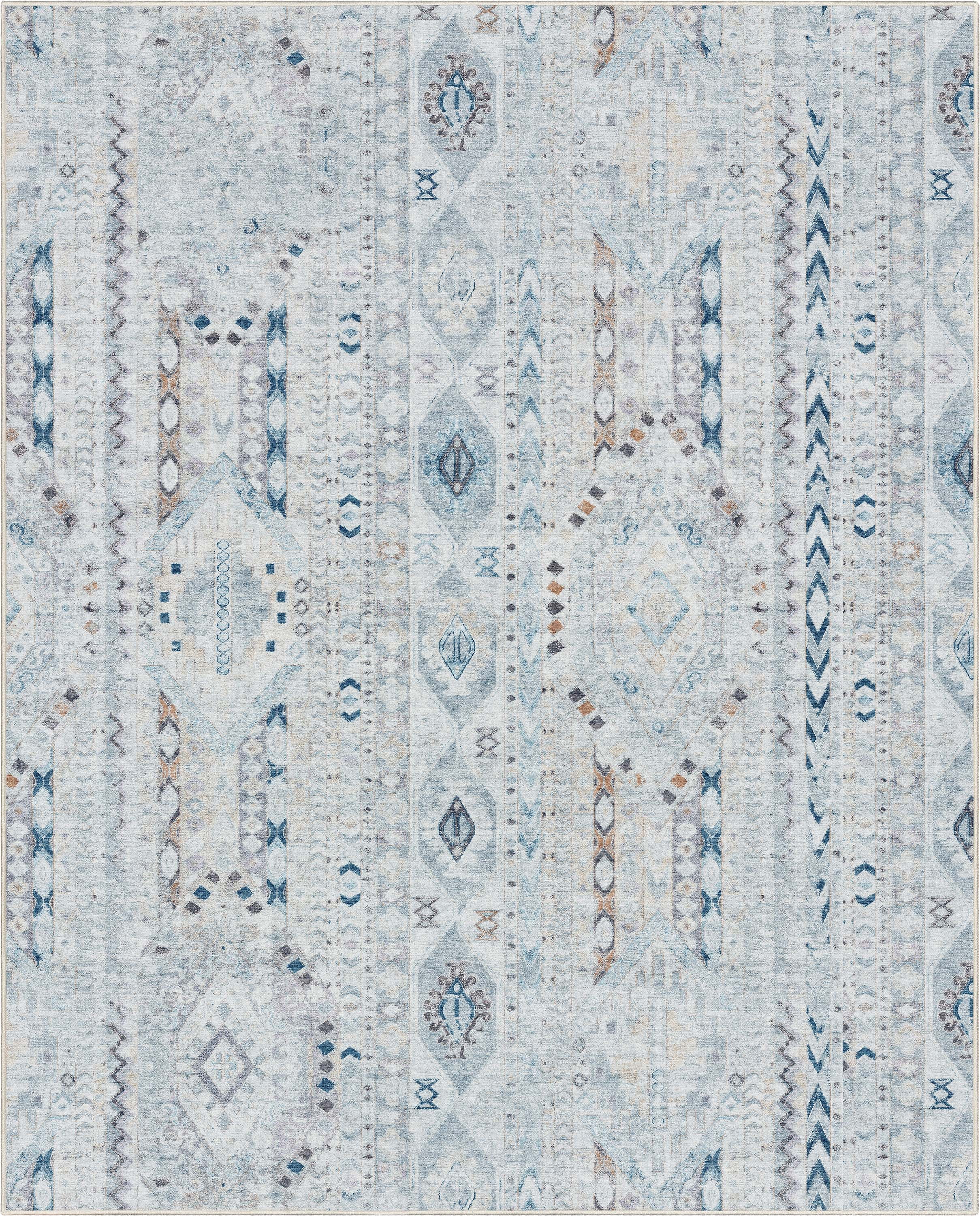 Well Woven Apollo Rodeo Vintage Medallion Tribal Blue Flat Pile Easy to Clean 5'3" x 7'3" Area Rug for Living Room Dining Room Bedroom and Kitchen