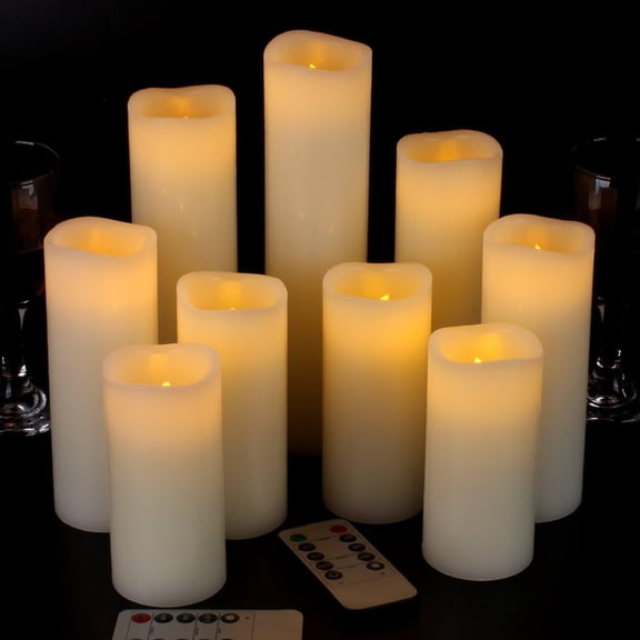 Vinkor Flameless Candles Battery Operated Real Wax Pillar LED with 10-Key Remote and Cycling 24 Hours Timer (Ivory 4" 5" 6" 7" 8" 9")