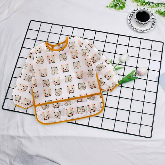 Babero de silicona para niños Perfke manga larga impermeable para alimentación