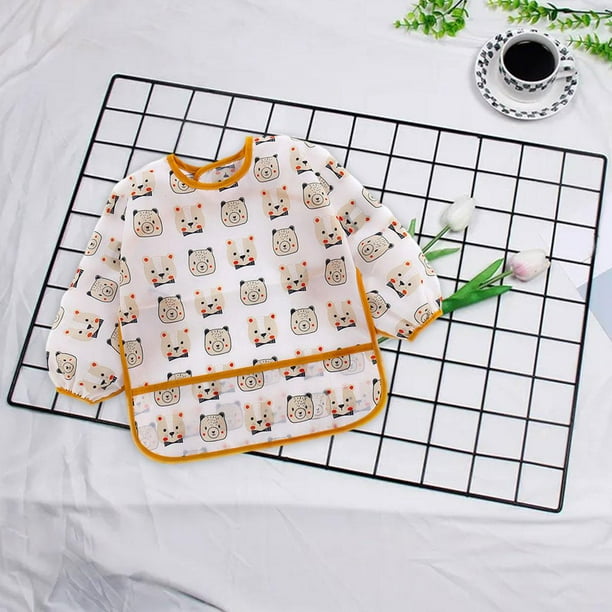 Babero de alimentación Hugo de manga larga impermeable silicona para bebés
