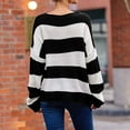 thumbnail image 4 of UJNDER Casual Loose Fit Crew Neck Sweater for Women Fringed Striped Design Pullover Black S, 4 of 5