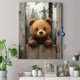 thumbnail image 4 of Qisvanset Framed Canvas Wall Art 12x16 Inch Peeking Baby Bear Watercolor Nursery Print Art, 4 of 5