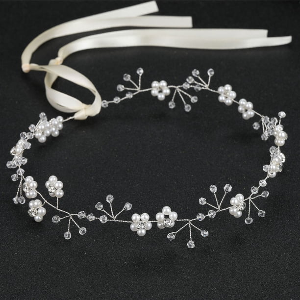 Zhuge Horquillas para el pelo con flores para novias, peinetas con perlas de cristal,joyas con diamantes de imitación para novias, damas de honor y mujeres (plateado B)