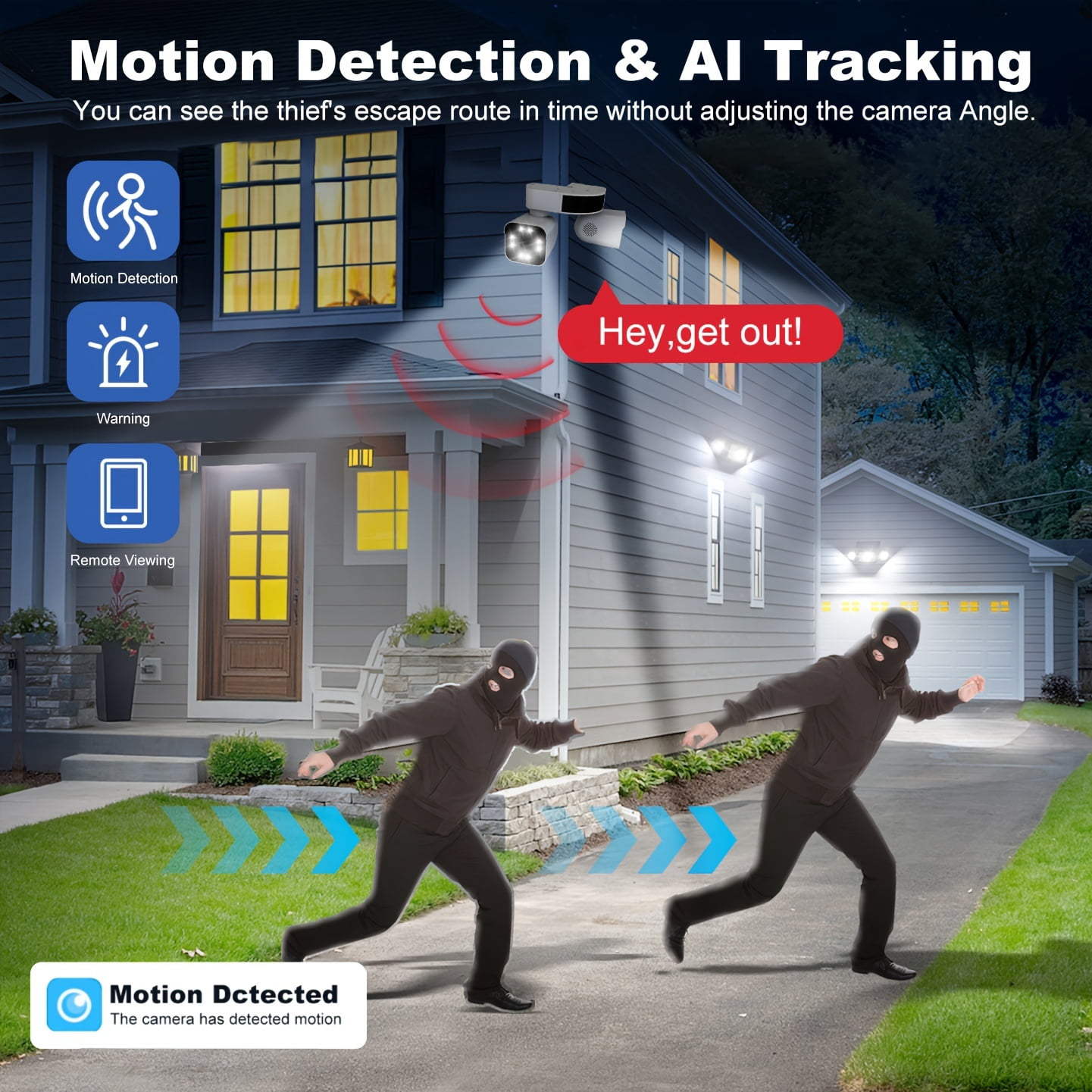 2.5K PTZ WiFi Outdoor Security Camera, Dual Lens 5MP with Audio, Motion Detection, Color Night Vision, Wired Wireless Outdoor Cam