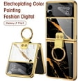 thumbnail image 5 of For Samsung Galaxy Z Flip 3 5G Cover with Ring Luxury Marble Plating Ring Stand Flip with Camrea protection Case, 5 of 5