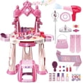thumbnail image 1 of Mesa de maquillaje DeaO para niños pequeños, 76 cm, con silla y espejo, 1 of 6