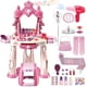 thumbnail image 1 of Mesa de maquillaje DeaO para niños pequeños, 76 cm, con silla y espejo, 1 of 6