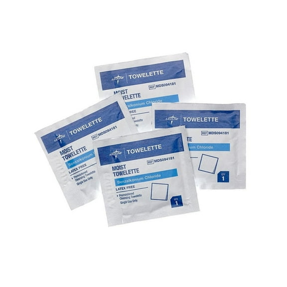 Medline Mednap MDS094181 Latex Free Benzalkonium Chloride Towelette (Pack of 1000)( Packaging may vary)