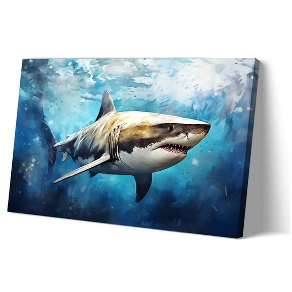 Shark Poster Shark in The Water Wall Art Decoration Home Artwork Prints for Living Room Giclee Art Wall Hanging Bathroom Canvas Pictures for Bedroom