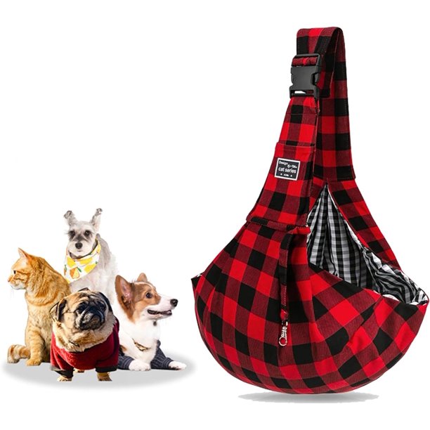 Portador de eslinga para perros, bolsa de pecho ajustable de malla perfecta con manos libres para mascotas y gatos a prueba de escape para cachorros y perros medianos (rojo)
