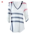 thumbnail image 1 of Camiseta con estampado a cuadros Mujer Otoño Manga 3/4 Blusa con cuello en V profundo Top suelto AweSitey AP000101-16B, 1 of 7