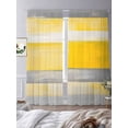 thumbnail image 3 of Abstract Yellow Gray Sheer Curtains 96 Inches Long 2 Panels Strip Geometric Light Filtering Semi Sheer Window Curtains Drapes for Bedroom Living Room 52"x96", 3 of 7