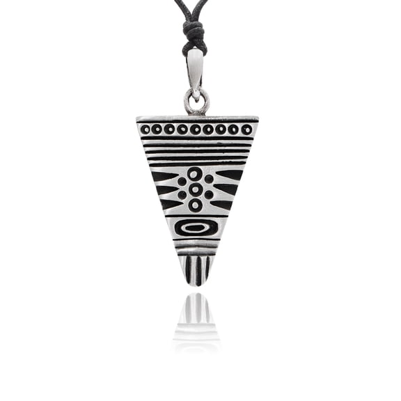 New Aztec Mayan Design Silver Pewter Charm Necklace Pendant Jewelry With Cotton Cord