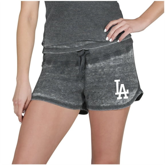 Women's Concepts Sport Charcoal Los Angeles Dodgers Resurgence Waffle Knit Shorts