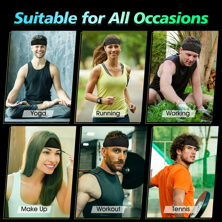 Fasce Per Capelli Sportive Sibba - Set Da 4 Morbide Ed Elastiche Antiscivolo Per Yoga, Corsa E Fitness - Colori: Nero, Grigio, Rosa, Rosso Vino - 3