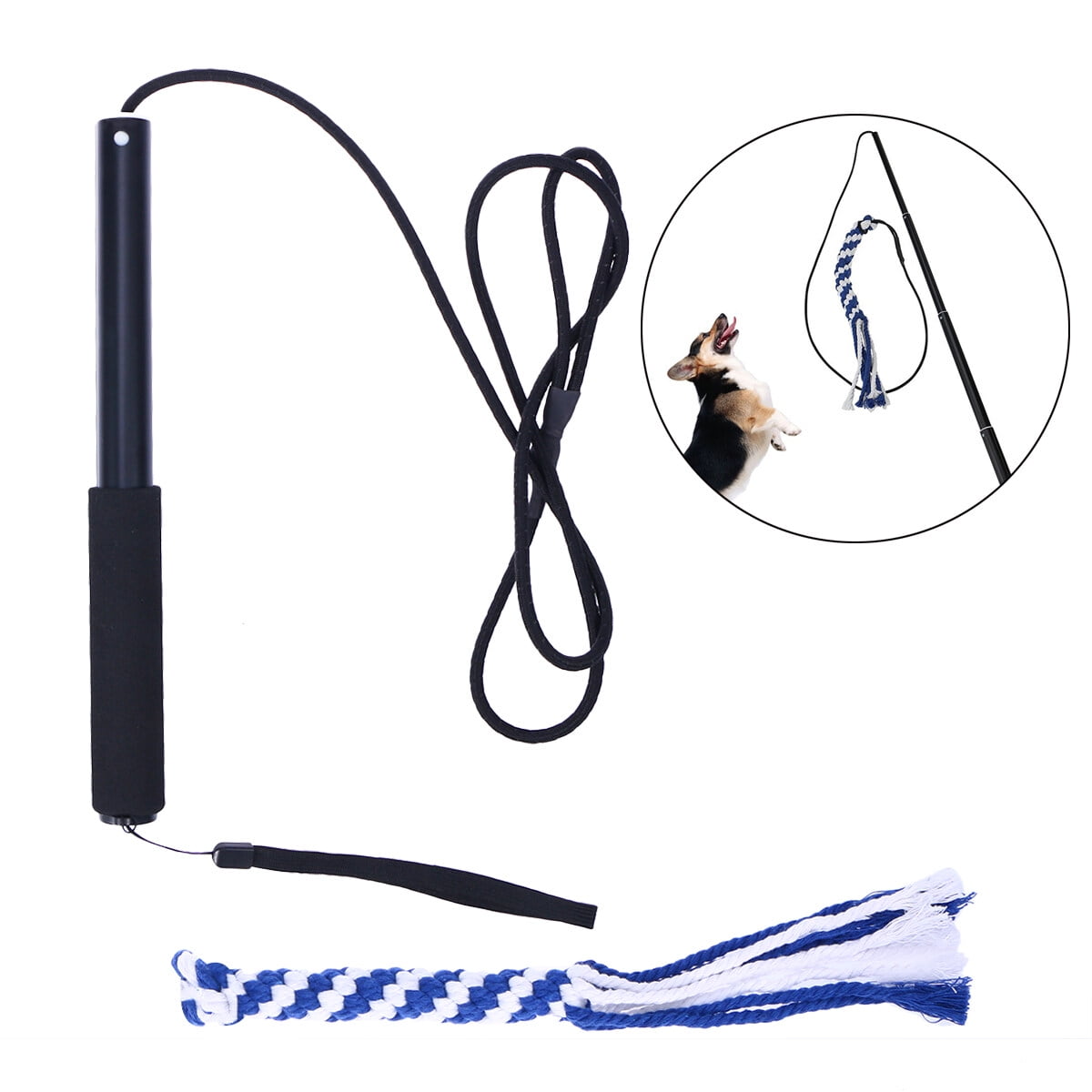 Interactive Dog Toys Extendable Flirt Pole Funny Chasing Tail Teaser and Exerciser for Pets Size L Black Walmart