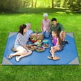 thumbnail image 4 of AUQ Sandfree Beach Blanket 79" x 55" Extra Large, Soft Pocket Picnic Blanket, Waterproof Outdoor Family Mat with 4 Stakes& 1 Carabiner for Beach, Camping, Hiking, Music Festival, Machine Washable, 4 of 7