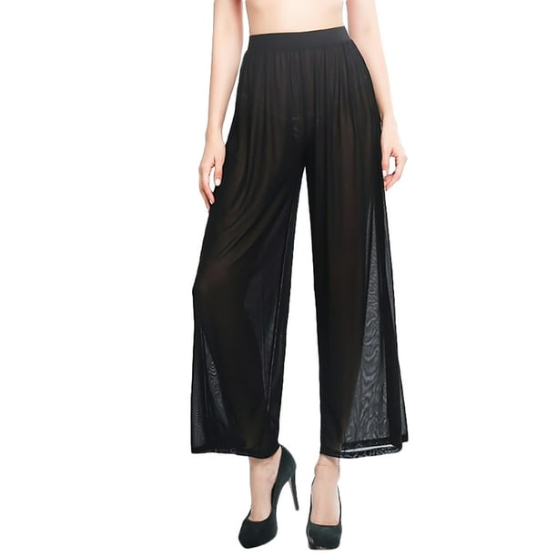Sonducket Pantalones de playa femeninos Traje de bano de color solido Pantalones transparentes sueltos Negro S Negro S 3piezas Sonducket CBP225471 Walmart en linea