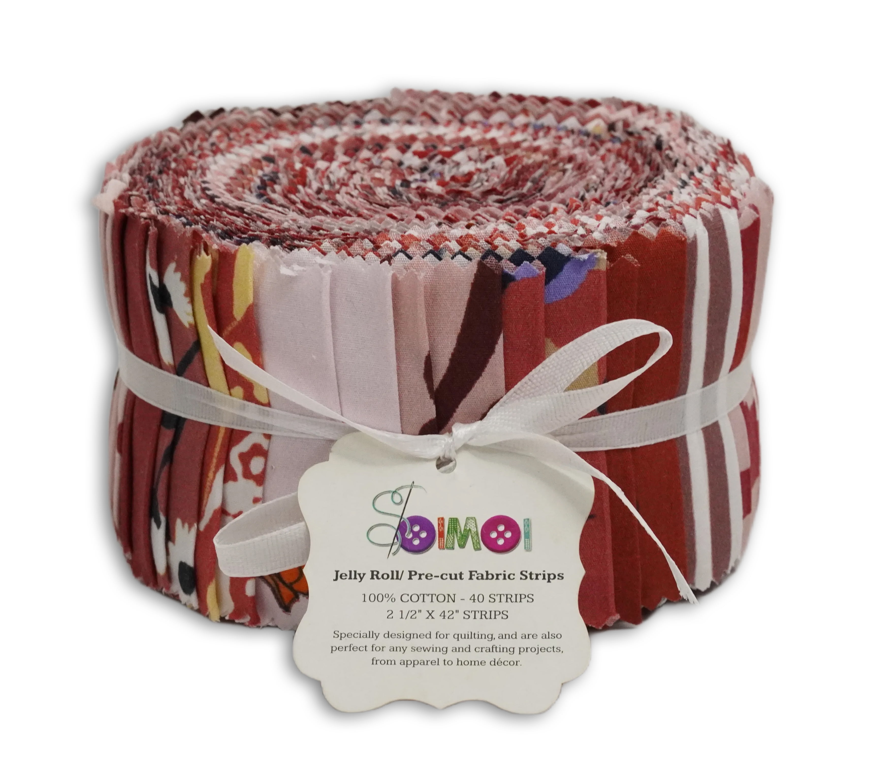Soimoi 40Pcs Florals Print Cotton Precut Fabrics for Quilting Craft Strips 2.5 x 42 inches Jelly Roll