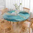 thumbnail image 3 of Blue Gold Marble Pattern Round Fitted Tablecloth with Elastic Edge,Dining Table Cover Waterproof,Outdoor Round Tablecloth for Camping,Dining,Indoor and Outdoor, 3 of 7