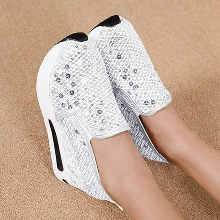 

HIBRO Fashion Womens Casual Shoes Breathable Wedges Thick Soled Outdoor Leisure Shoes
