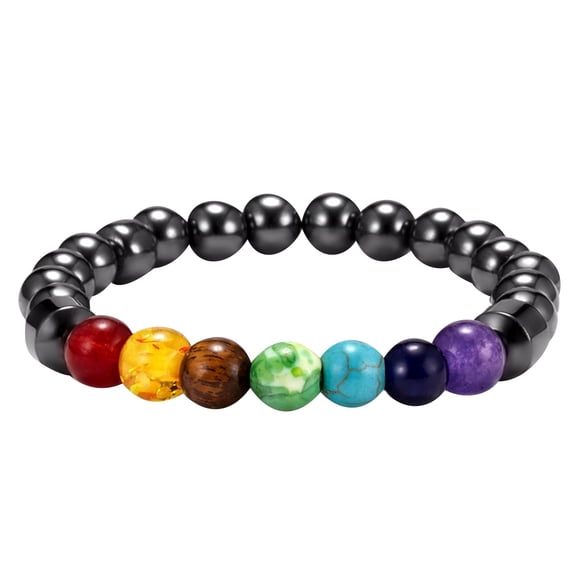 yuehao bracelets Sept Veines bracelet d'Énergie pour Hommes Femmes Pierre Colorée Pierre Roche Perles chakra bracelet Élastique Pierre Naturelle g