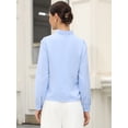 thumbnail image 3 of DARING DIVA Women's Work Business Pleat Mock Neck Puff Long Sleeve Blouse XS Light Blue, 3 of 6