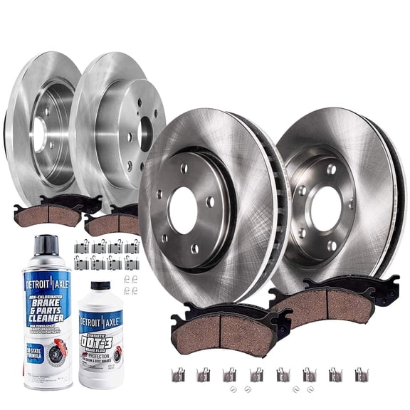 Detroit Axle - 10pc Brake Kit for 2012 2013 2014 2015 2016 2017 Toyota Prius V, Disc Brake Rotors Ceramic Brakes Pads w/Hardware Replacement: 10.83" inch Front and 11.42" inch Rear Rotor