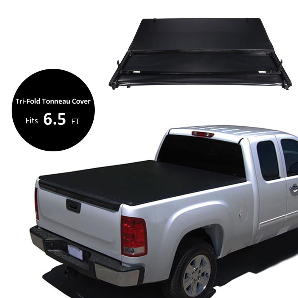BEAMNOVA Black Soft TriFold Pickup Bed Tonneau Cover for 20022017