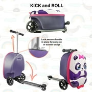 Kiddietotes 3-D Hardside Panda Scooter Luggage Ride On Suitcase for Kids Travel Bag