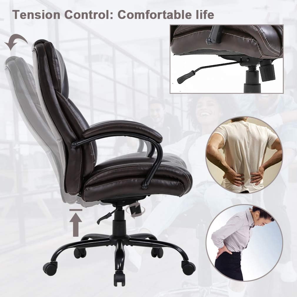 BestMassage Executive Ergonomic Office Chair with Lumbar Support & Swivel, 500 lb. Capacity, Brown