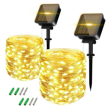 WOTIME Outdoor Solar String Lights Waterproof, Total 260 LED 98Ft 8 Modes Super Bright Solar Tinkle Fairy Lights for Outside Tree Wedding Decorations, 2 Pack