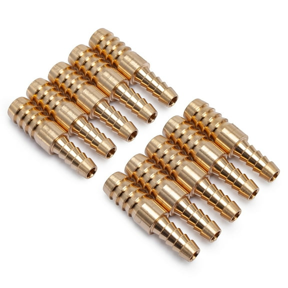 LTWFITTING Brass Barb Hose Reducing Splicer Mender 1/8-Inch ID Hose x 1/4-Inch ID Hose Fitting Air Water Fuel Boat(Pack of 10)