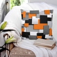 thumbnail image 3 of 14x14 Pillow Covers Set of 2, Burnt Orange Black Geometric Throw Pillow Covers Decorative Couch Cushion Case, Modern Abstract Art Block Microfiber Square Pillowcases for Bedroom Car Living Room, 3 of 7