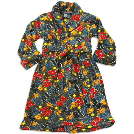 MacHenry Originals - Little Boys Microfiber Basketball Print Robe GRAY / 2T