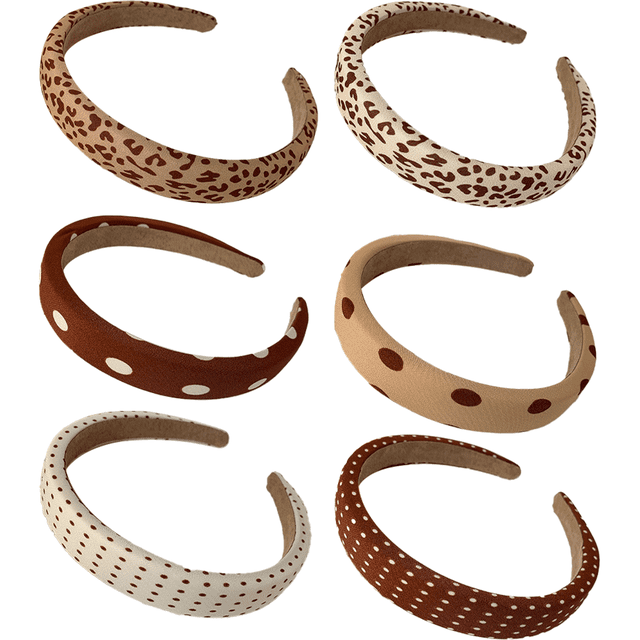 Diadema con estampado de leopardo para mujer, diadema de 2cm de ancho, diadema de Color sólido de PU, accesorios para el cabello, paquete de 6 Adepaton Moños y Diademas Infantiles