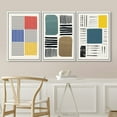 thumbnail image 3 of IDEA4WALL Framed Canvas Print Wall Art Set Mid-Century Colorful Color Block Stripes Abstract Shapes Minimalism Bohemian Decorative for Living Room, Bedroom, Office - 24"x36"x3 White, 3 of 5