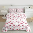 thumbnail image 2 of Manfei Pink Princess Bow Bedding Comforter Set for Teens, Pink Watercolor Art Twin Comforter Sets, Yummy Cherry Fruit Reversible Bedding Set, Super Cozy Room Decor, 2 Pieces, 2 of 8
