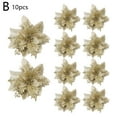 thumbnail image 6 of QHUDLV 10PCS Christmas Ornament Flower, Glittering Decoration for Christmas Tree, Wreaths and Home Decor, Elegant Plastic and Cloth Design(Golden red), 6 of 7