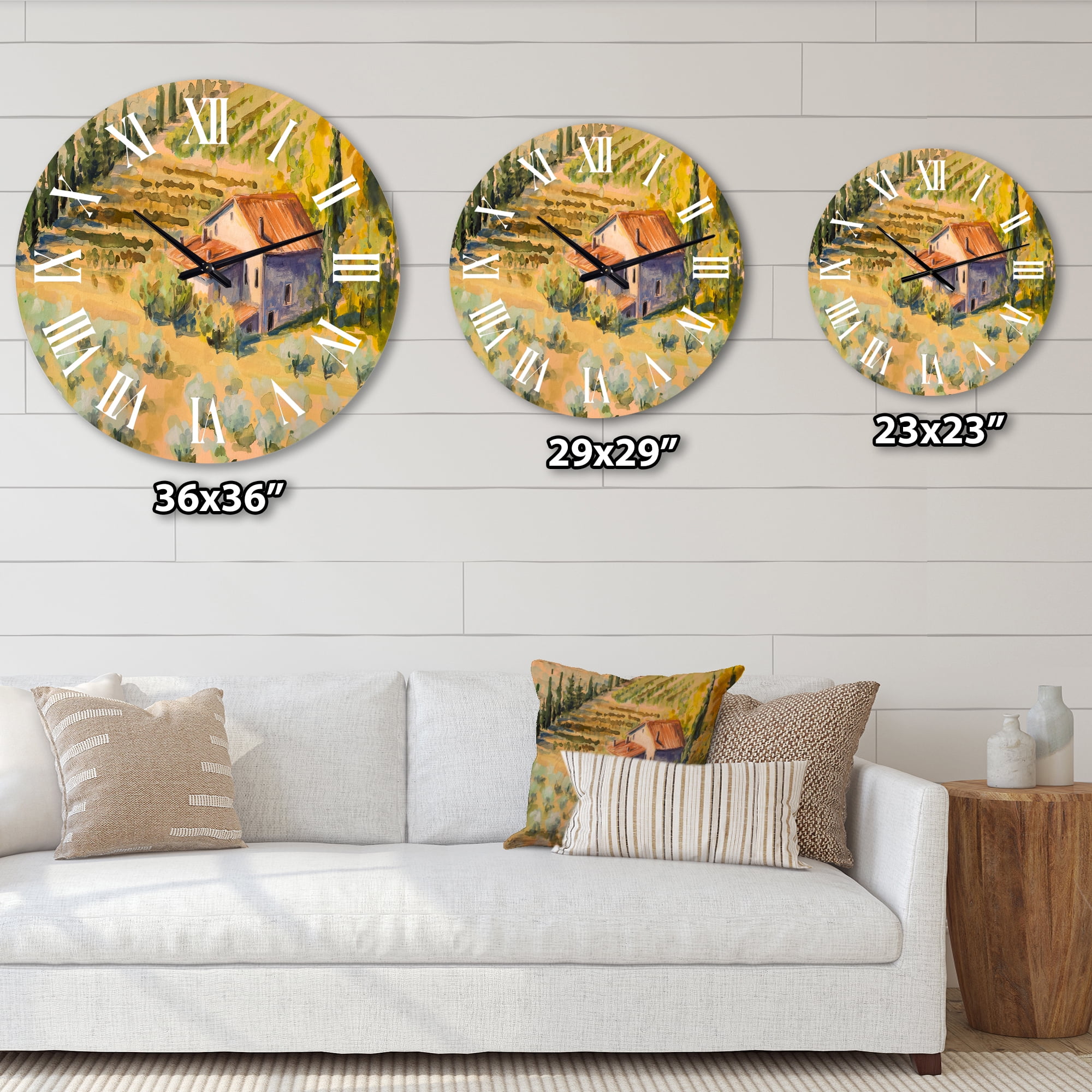 Designart 'Little Farm In Countryside' Country Wall Clock