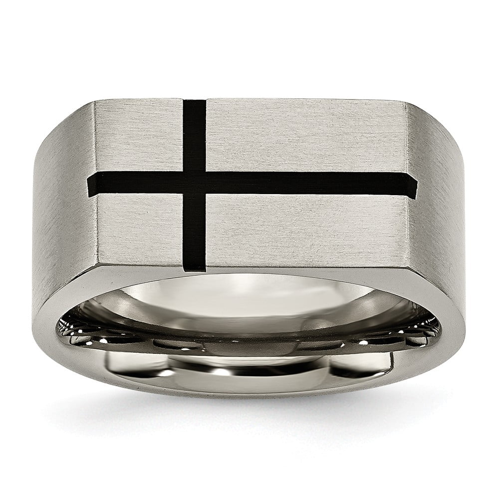 Vintage Sterling Silver Black Enamel Band Ring Size 11.5