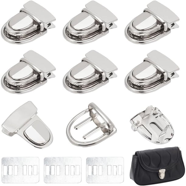 10 juegos de cierres de seguridad Tuck Lock para bolsos, cierres de presión metálicos, hebillas con cierre de lengüeta de pato.