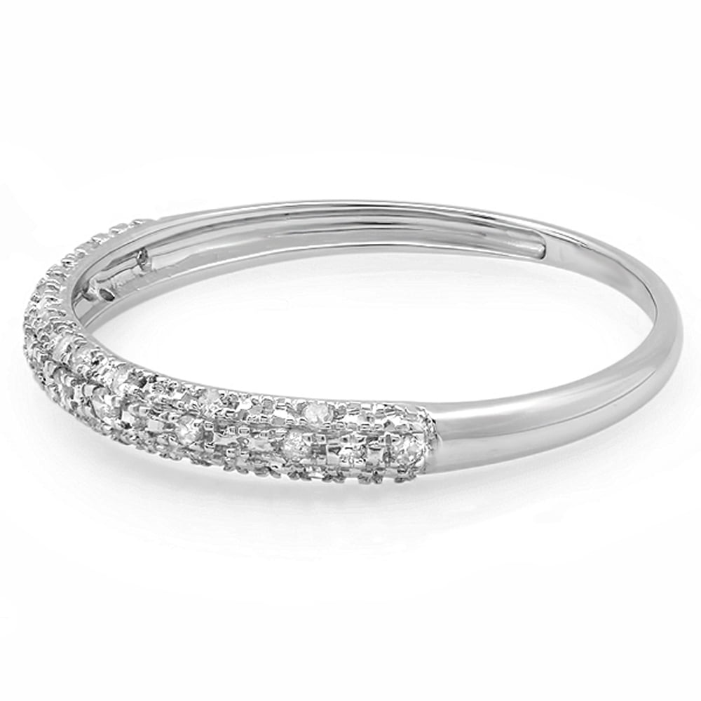 14K Gold Round White Diamond Ladies Wedding Stackable Band 1/10 CT ctw Dazzlingrock Collection 0.10 Carat