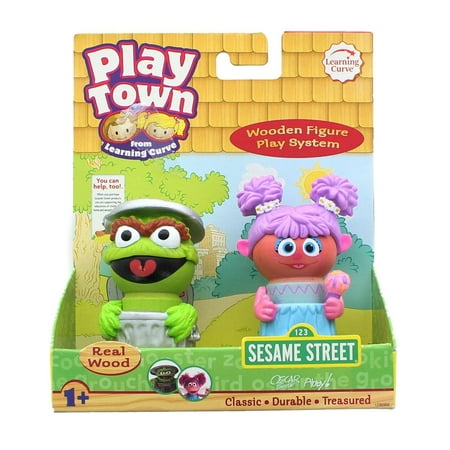 Sesame Street Play Town Learning Curve Real Wood Figure 2 Pack - Oscar & Abby