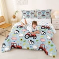 thumbnail image 3 of Catabedysis Farm Theme Initial Y Queen Comforter Set For Boys,Red Farm Equipment Tractor ABC Print Comforter Sets Queen,Colorful Stars Reversible,3pcs,1 Comforter and 2 Pillowcases, 3 of 7