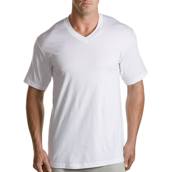 Harbor Bay by DXL Big and Tall Men's V-Neck T-Shirts, White, 7XLT, Pack of 3