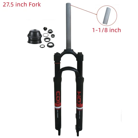 DONSP1986 27.5" MTB Suspension Fork,28.6mm Straight Tube Manual Lockout Ultralight Aluminum Alloy Bike Front Fork and 1-1/8 inch headset Combo