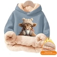 thumbnail image 4 of Byoo Tween Boy Lined Hooded Sweatshirt Classic Cute Cow Printing Full Sleeve Unisex Hoodie Kids Winter Pullover Top,Light Blue, 4 of 5